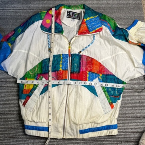 Vintage River Edge Women's Small 90s Windbreaker Full Zip 100% Nylon Y2K - Picture 4 of 8